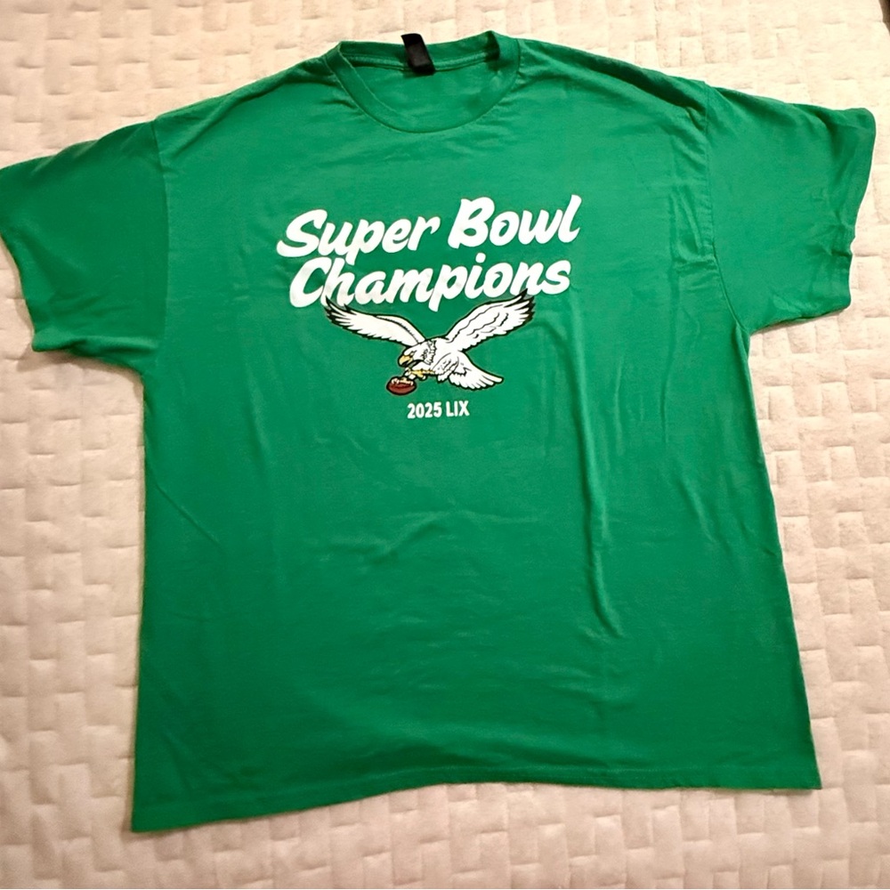 Green Eagles Unisex Super Bowl 2025 Champs T-Shirt, Size XL